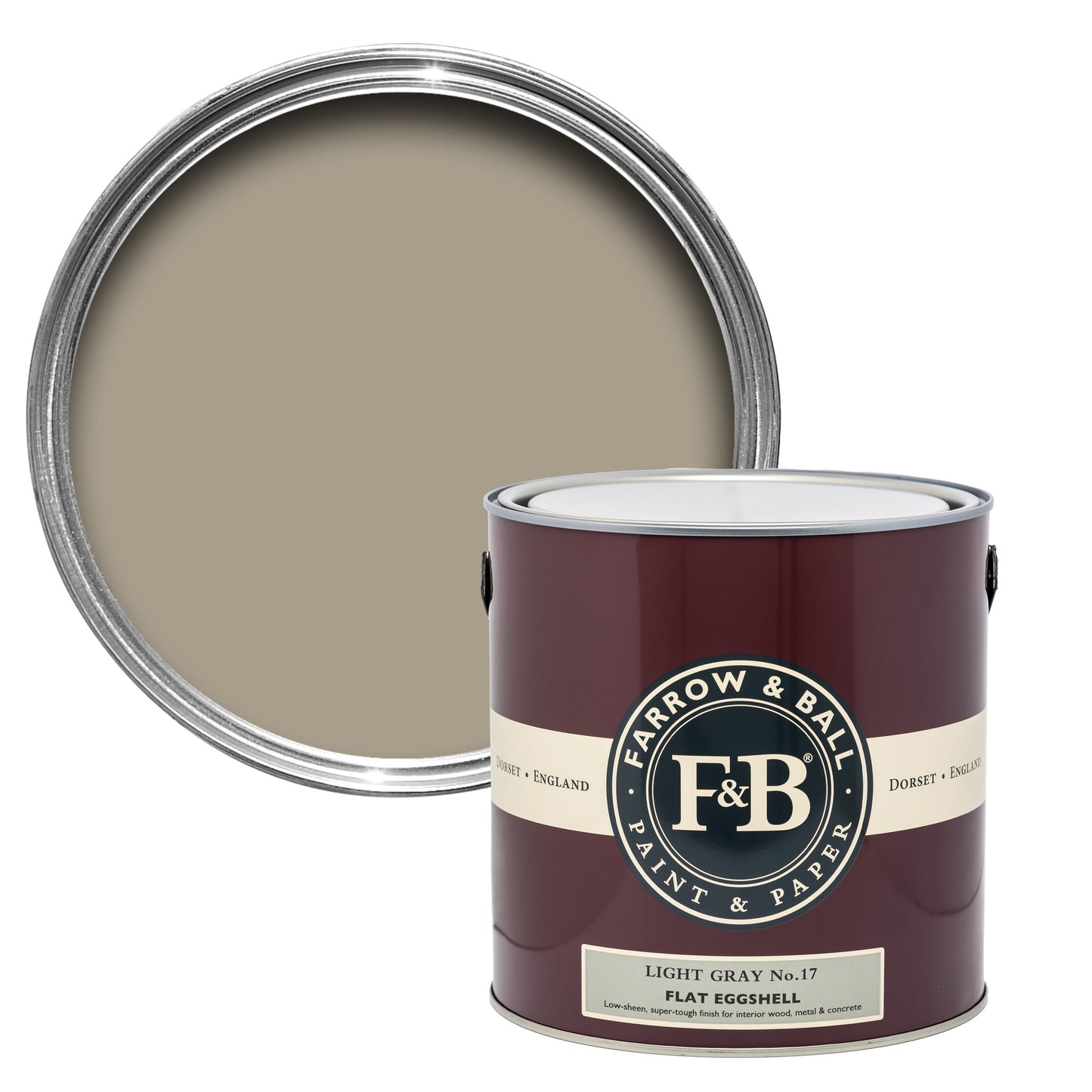 Farrow & Ball 2.5L Flat Eggshell Light Gray No.17