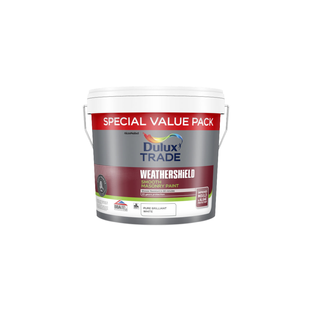 Dulux Trade WeatherShield Smooth Masonry Paint - Pure Brilliant White