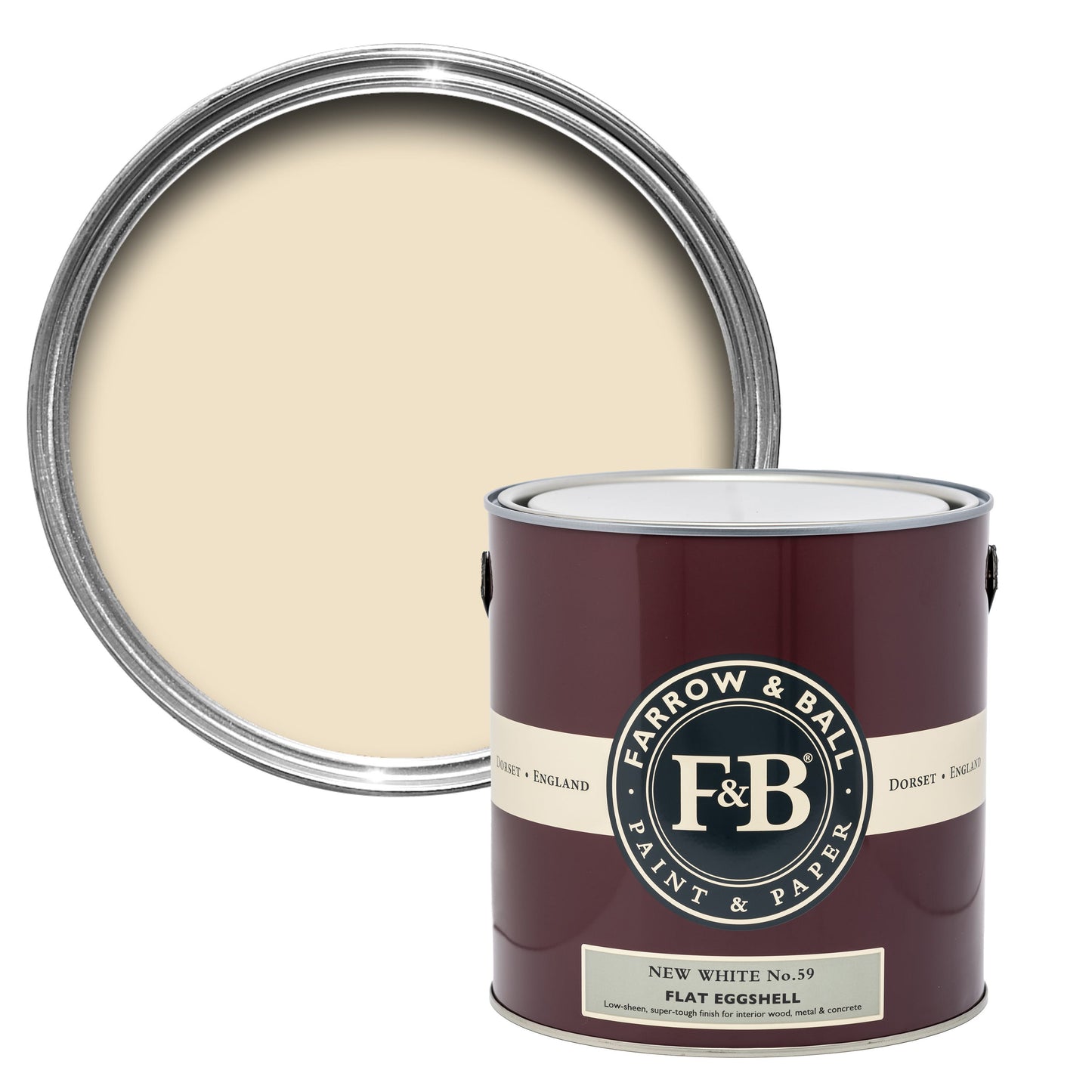 Farrow & Ball 5L Flat Eggshell New White No.59