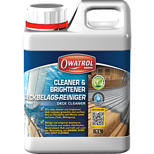 Owatrol deck cleaner and brightener container on a white background