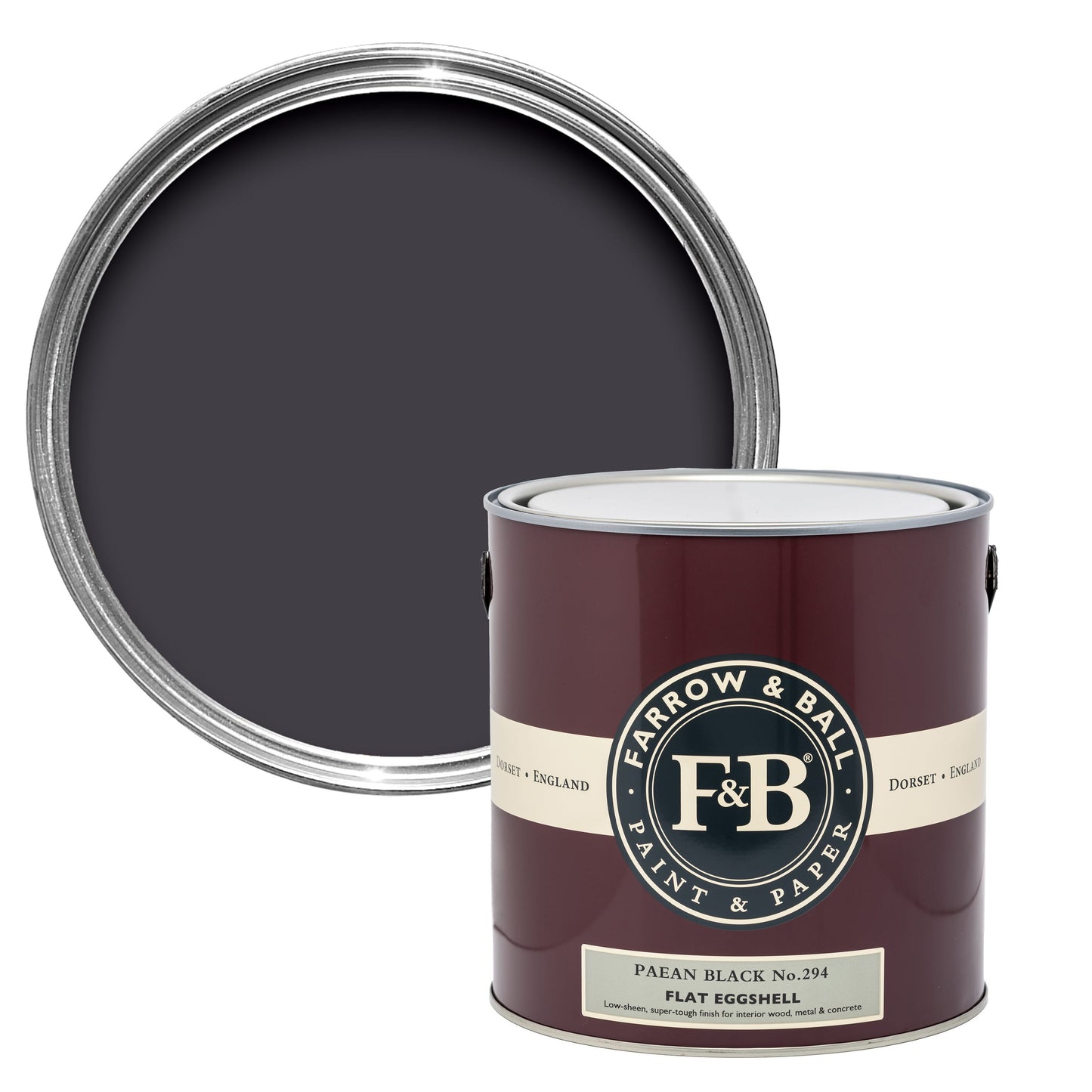 Farrow & Ball 5L Flat Eggshell Paean Black No.294