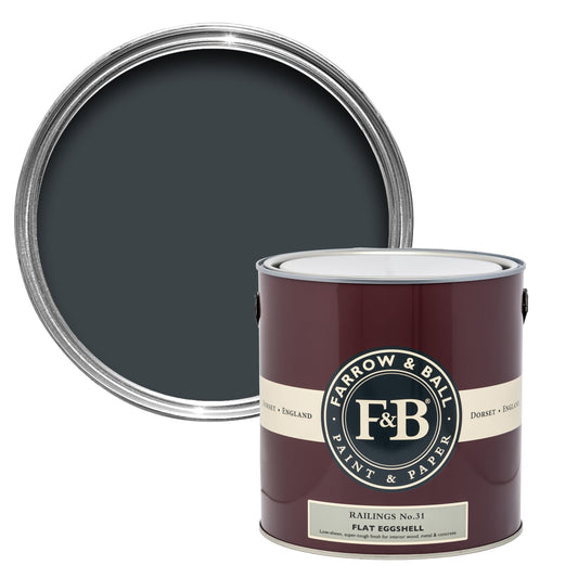 Farrow & Ball 2.5L Flat Eggshell Railings No.31