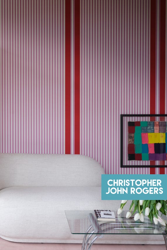Farrow & Ball Stripe wallpaper in a room setting