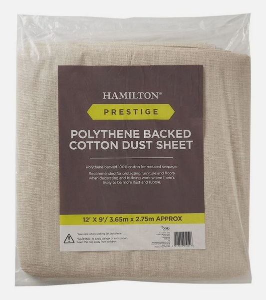 Hamilton Prestige Plastic Backed Cotton Dust Sheet 12ft X 9ft (3.6MX2.75M)