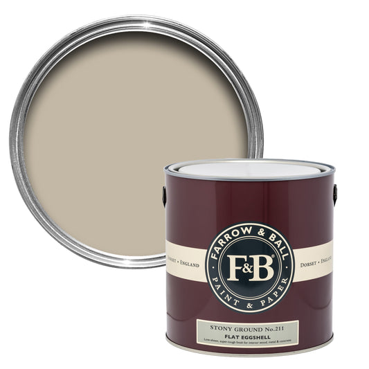 Farrow & Ball 5L Flat Eggshell Stony Ground No.211