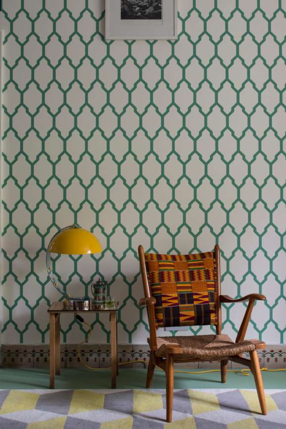 Farrow & Ball Tessella wallpaper in a room setting