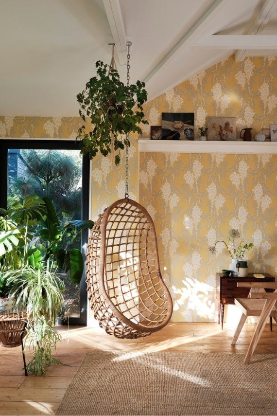 Farrow & Ball Wisteria wallpaper in a room setting