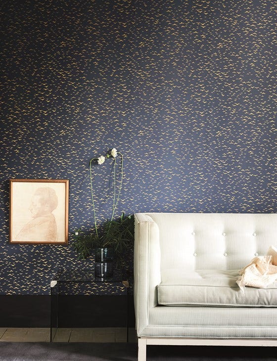 Farrow & Ball Yukutori wallpaper in a room setting