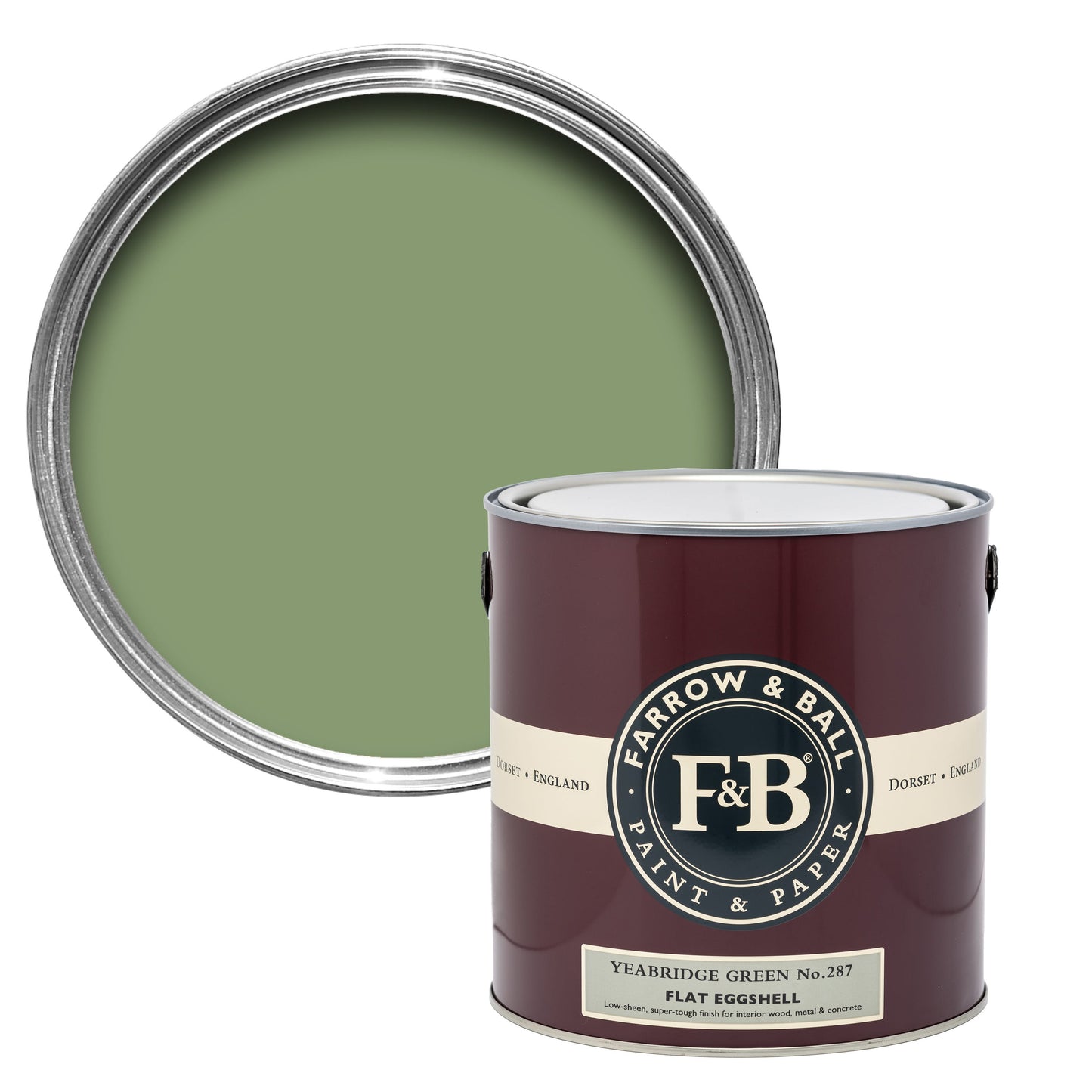 Farrow & Ball 2.5L Flat Eggshell Yeabridge Green No.287
