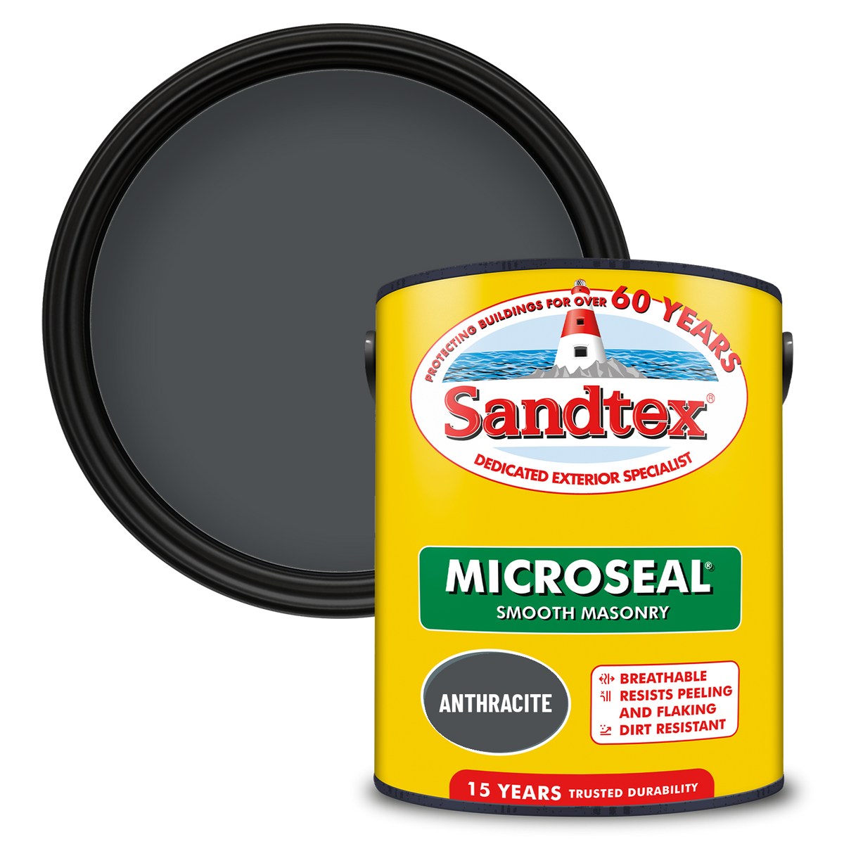 Sandtex 15 Year Weatherproof Exterior Wall Paint - Anthracite