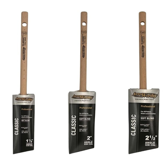 Arroworthy Classic Angle Cut Brush Set 3 Pack Pencil Handle