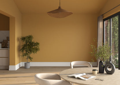Dulux Heritage Brushed Gold on the walls of a room setting