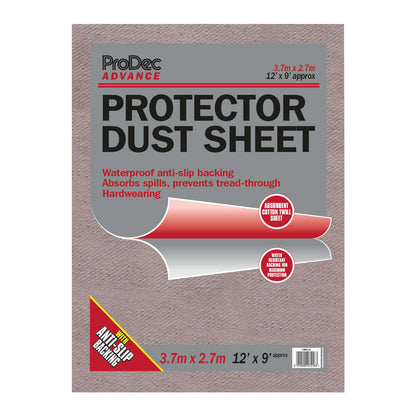 Prodec Advance Protector Large Plastic Backed Dust Sheet Antislip Backing 12x9ft
