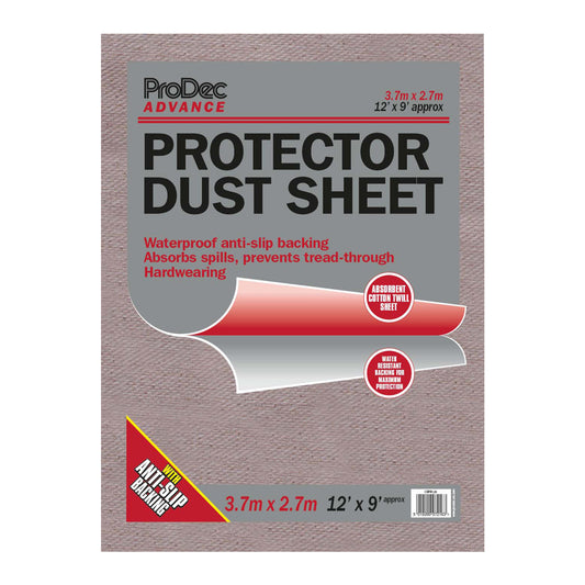 Prodec Advance Protector Large Plastic Backed Dust Sheet Antislip Backing 12x9ft