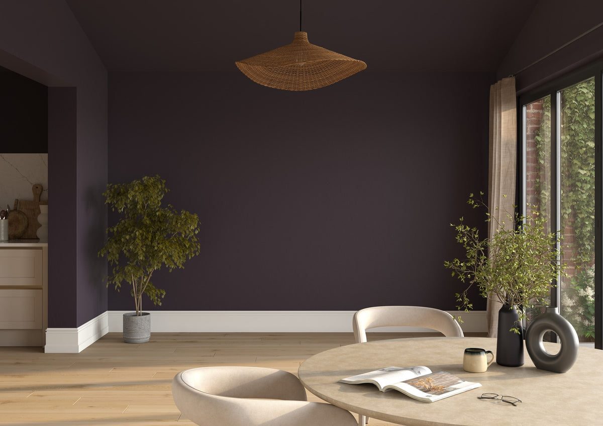 Dulux Heritage Dark Aubergine on the walls of a room setting
