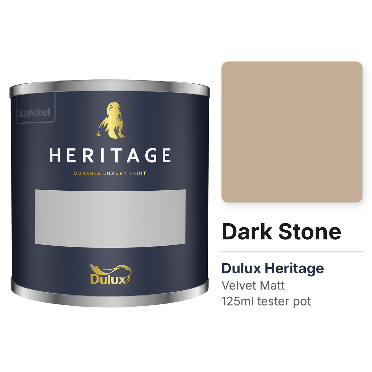 Dulux Heritage Dark Stone 125ml tester pot and colour swatch