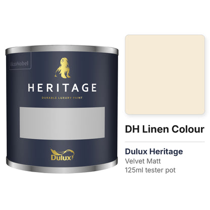 Dulux Heritage DH Linen Colour 125ml tester pot and colour swatch