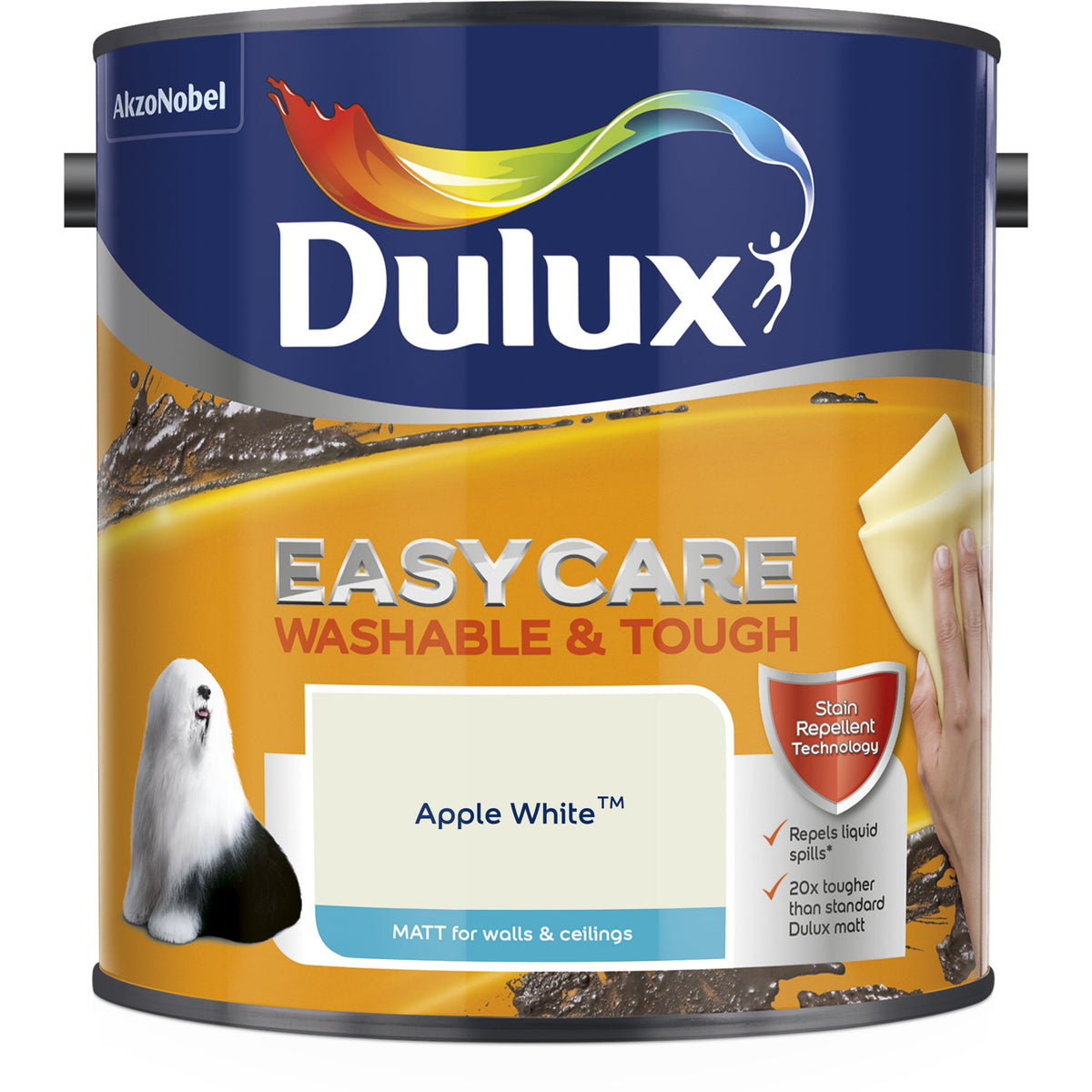 Dulux Easycare Washable & Tough Matt Paint, Apple White, 2.5 Litre