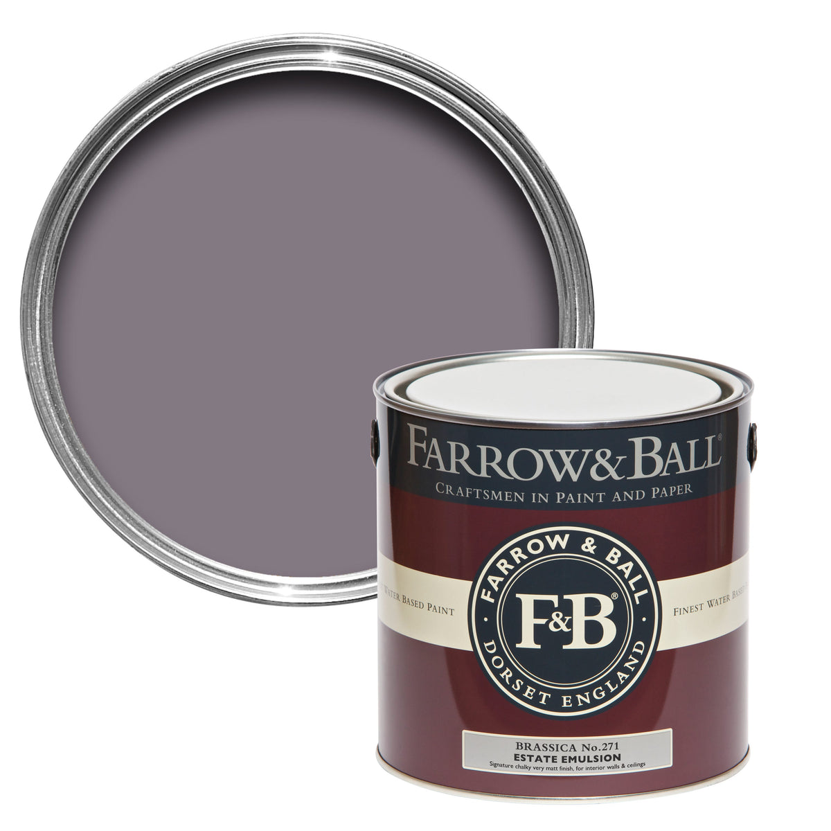 Farrow & Ball Brassica No.271 colour swatch and paint tin