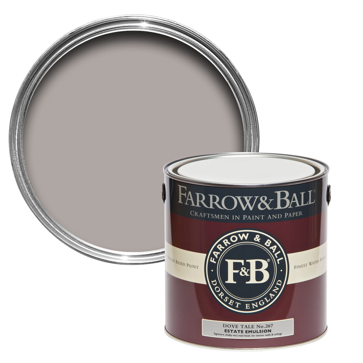 Farrow & Ball Dove Tale No.267 colour swatch and paint tin