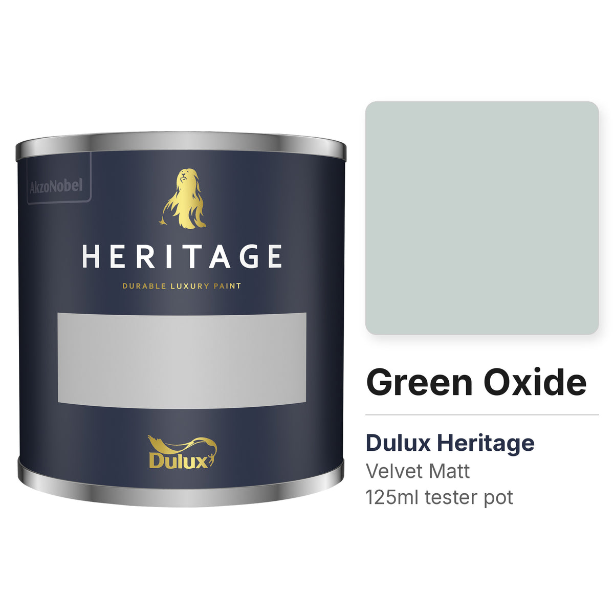 Dulux Heritage Green Oxide 125ml tester pot and colour swatch