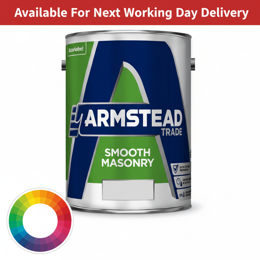 Armstead Trade Smooth Masonry tinted colour 5 litre paint tin - available for next working day delivery - durable mould and algae resistant exterior masonry paint available in thousands of tinted colours