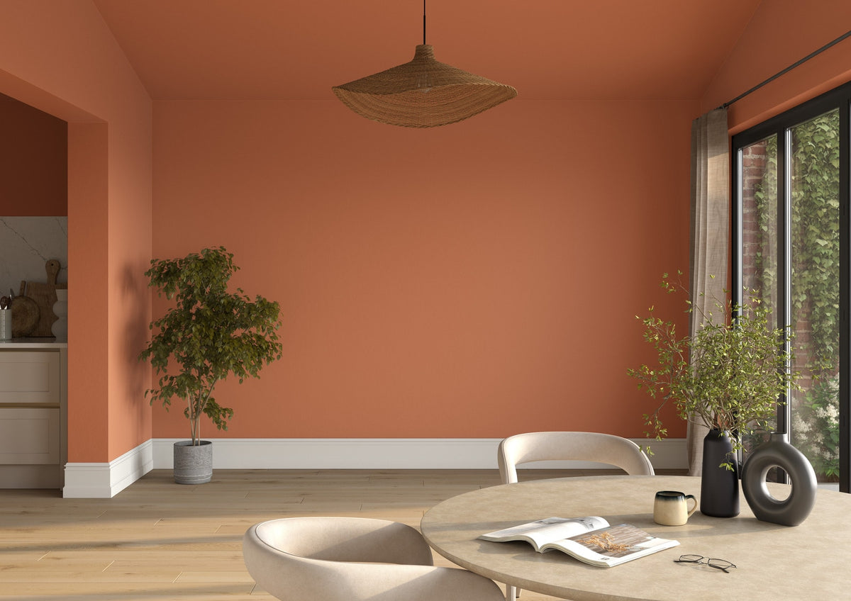 Dulux Heritage Inca Orange on the walls of a room setting
