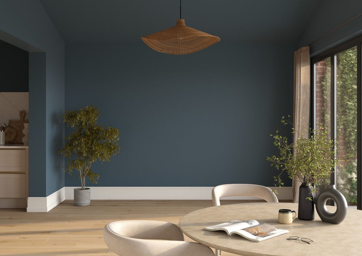 Dulux Heritage Midnight Teal on the walls of a room setting