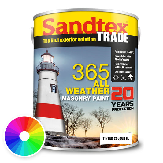 Sandtex Trade 365 All Weather Masonry Paint, Tinted Colours 5L, colour wheel