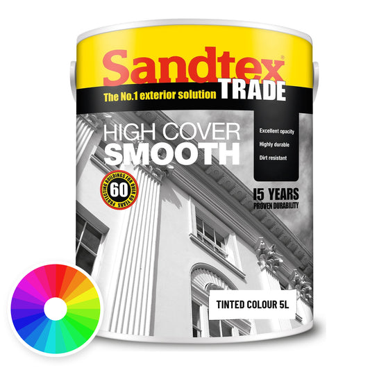 Sandtex Trade High Cover Smooth Masonry Paint, Tinted Colours 5L, colour wheel