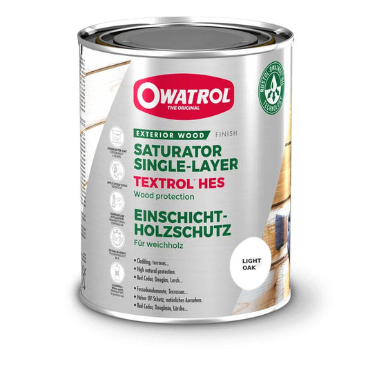 Owatrol Textrol HES Single-Coat Saturating Oil Finish with Enhanced UV Protection, Light Oak