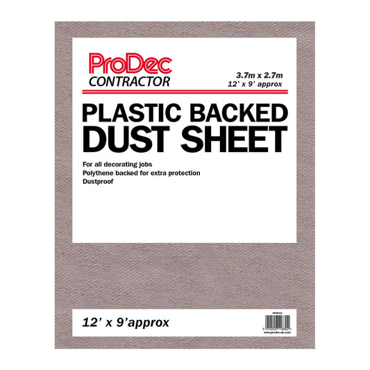 Prodec Contractor Large Plastic Backed Dust Sheet 12x9ft