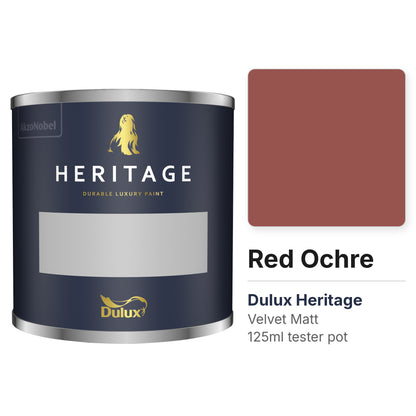 Dulux Heritage Red Ochre 125ml tester pot and colour swatch
