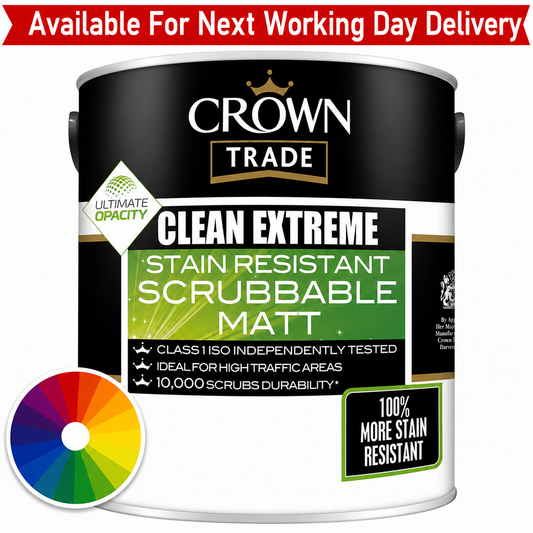 Crown Trade Clean Extreme Scrubbable Matt Paint - Tinted Colour