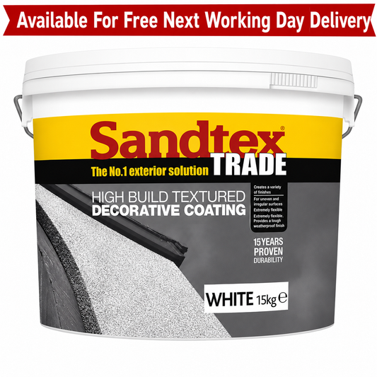 Sandtex Trade High Build Textured Decorative Coating - White - 15kg