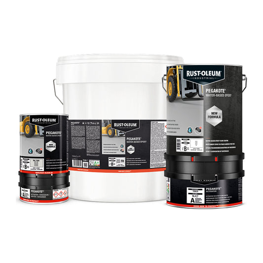 Rust-Oleum Pegakote two-pack epoxy floor paint base and activator packs
