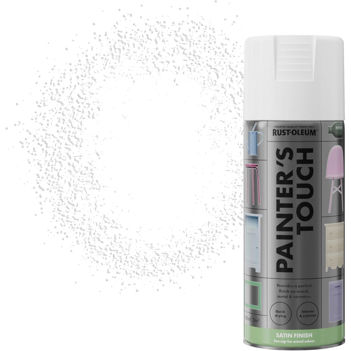Rustoleum Painters Touch Satin White Spray Paint 400ml Aerosol