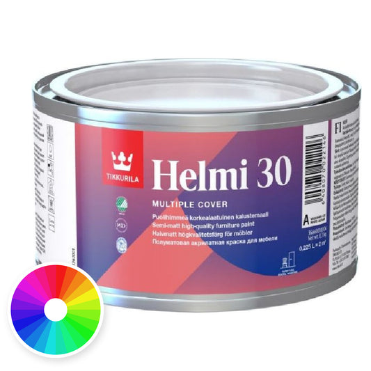 Tikkurila Helmi 30 Water-Based Acrylic Satin Wood Paint, Tinted Colour, colour wheel