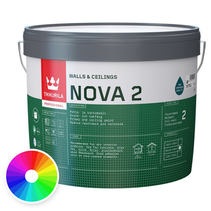 Tikkurila Nova 2 Flat Matt Trade Emulsion Paint, Tinted Colour, 10 Litre, colour wheel