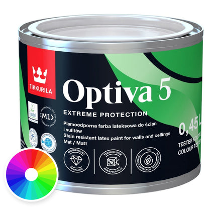 Tikkurila Optiva 5 High Quality Scrubbable Matt, Tinted Colour, colour wheel