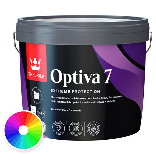 Tikkurila Optiva 7 Satin Matt High Quality Scrubbable Emulsion, Tinted Colour, colour wheel