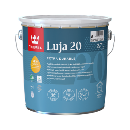 Tikkurila Luja 20 High Performance Anti Mould Semi Matt Paint - Tinted Colour