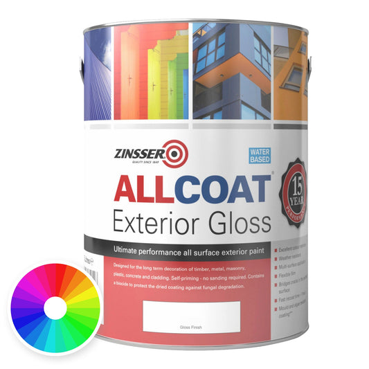 Zinsser AllCoat Exterior Water Based Gloss tin with colour wheel – tinted to your chosen colour