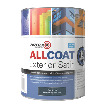 Zinsser AllCoat Exterior Water Based Satin, Anthracite Grey (RAL7016)