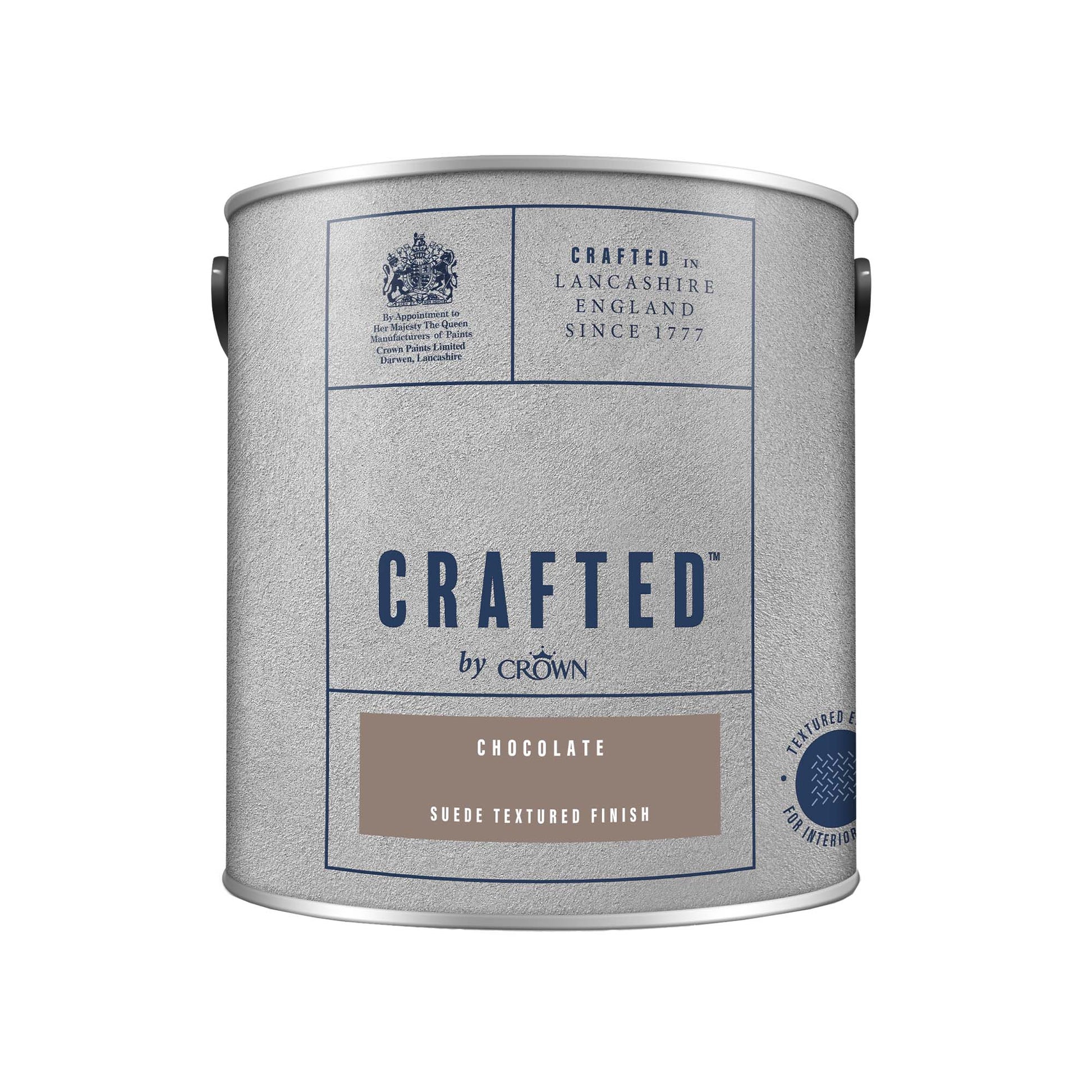 Crown Crafted Suede Textured Finish Paint - Chocolate - 2.5 Litre