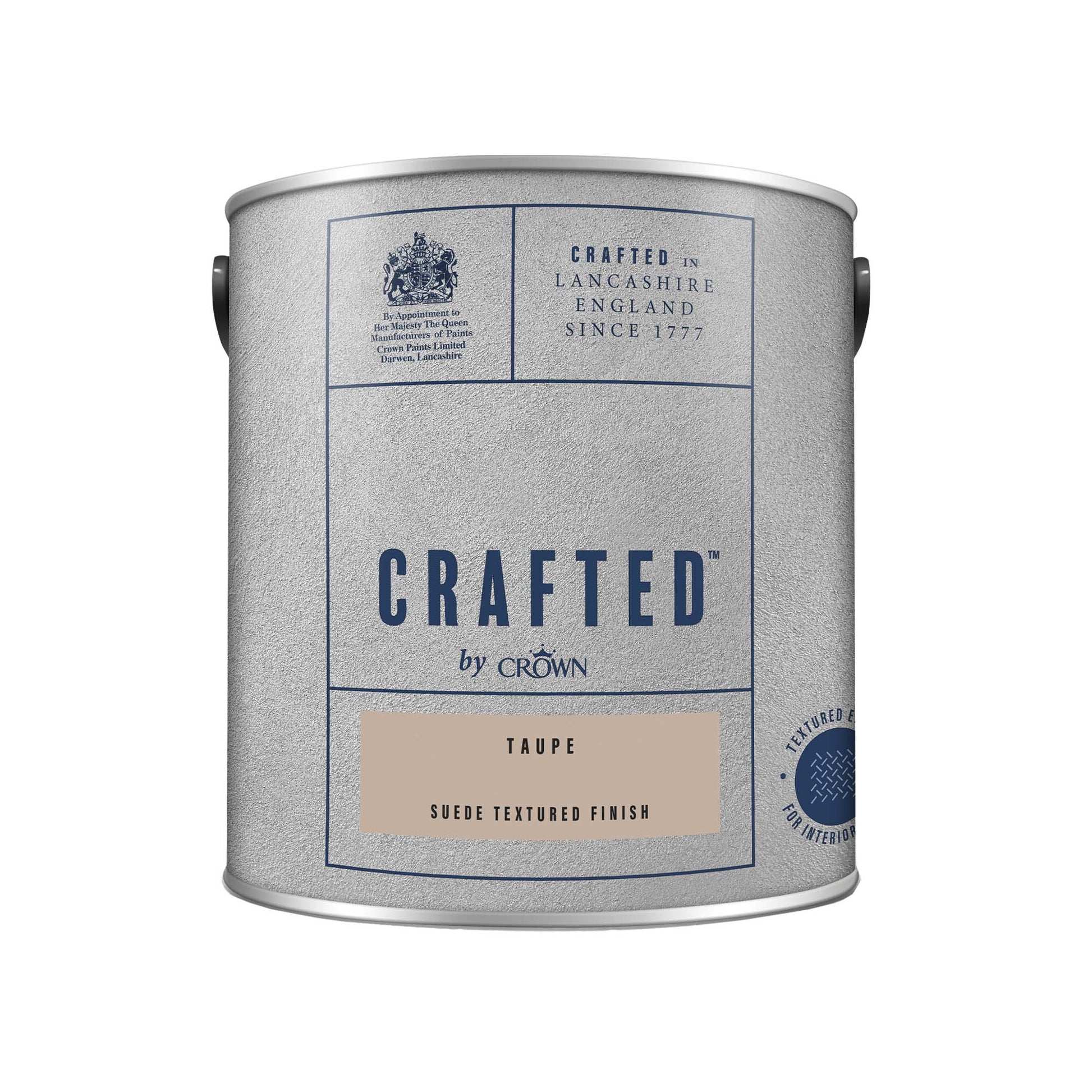 Crown Crafted Suede Textured Finish Paint - Taupe - 2.5 Litre