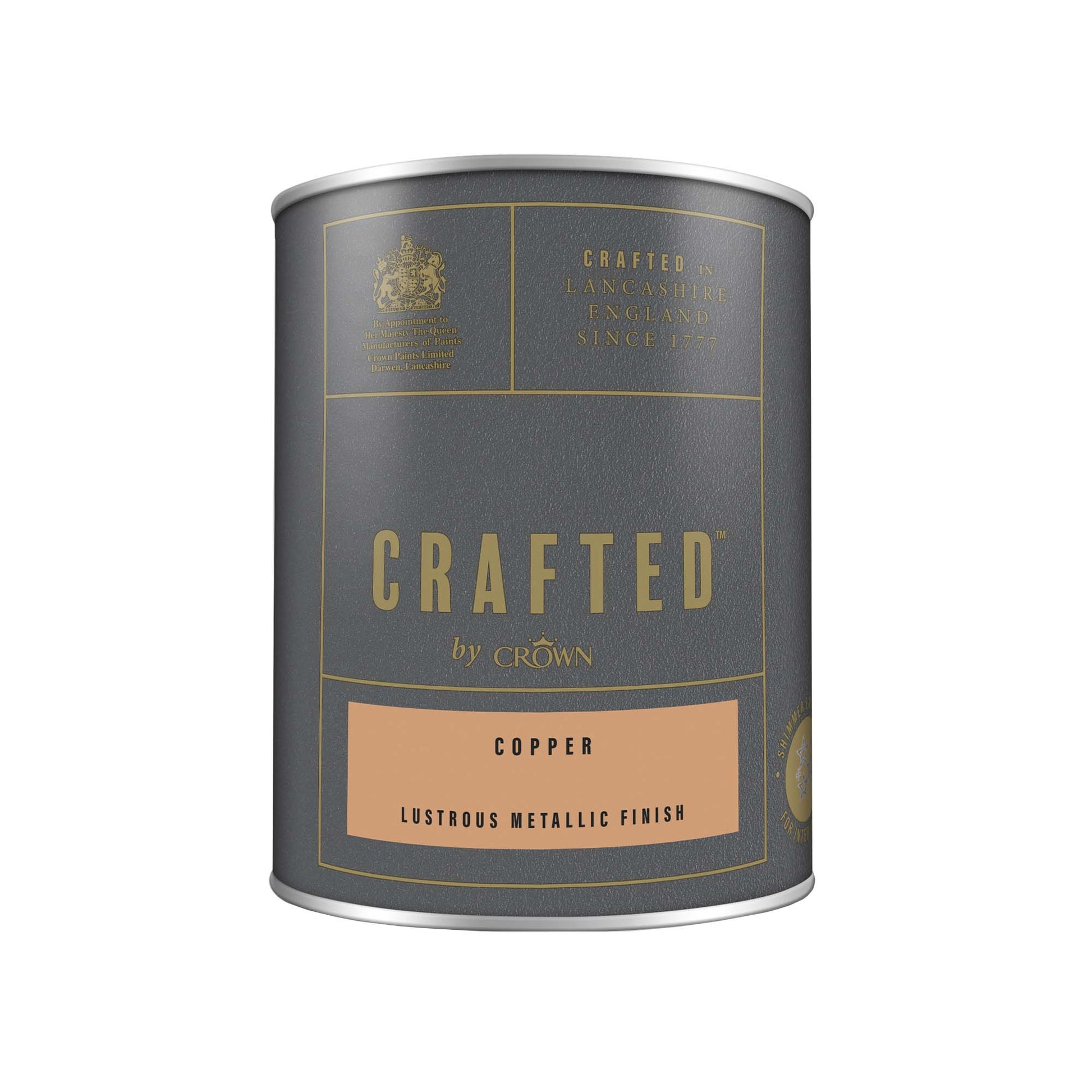 Crown Crafted Lustrous Metallic Finish Paint - Copper - 1.25 Litre