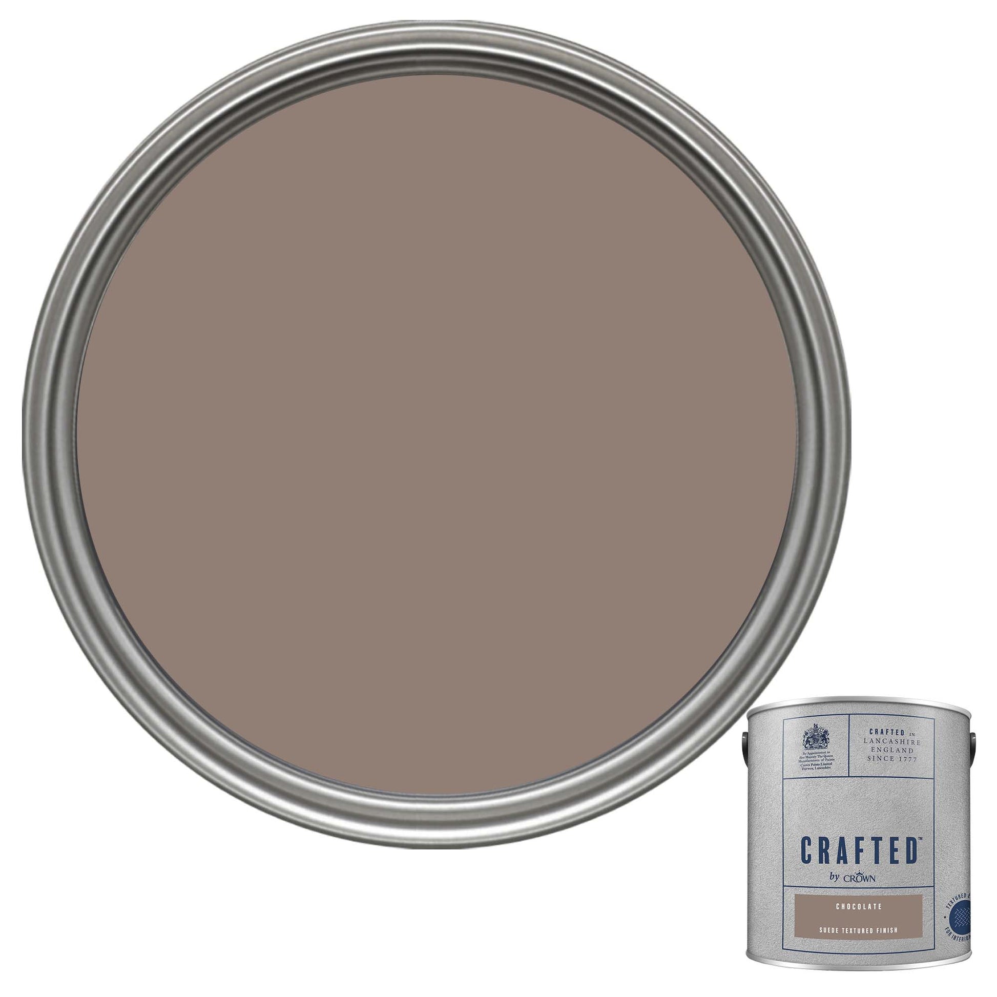 Crown Crafted Suede Textured Finish Paint - Chocolate - 2.5 Litre