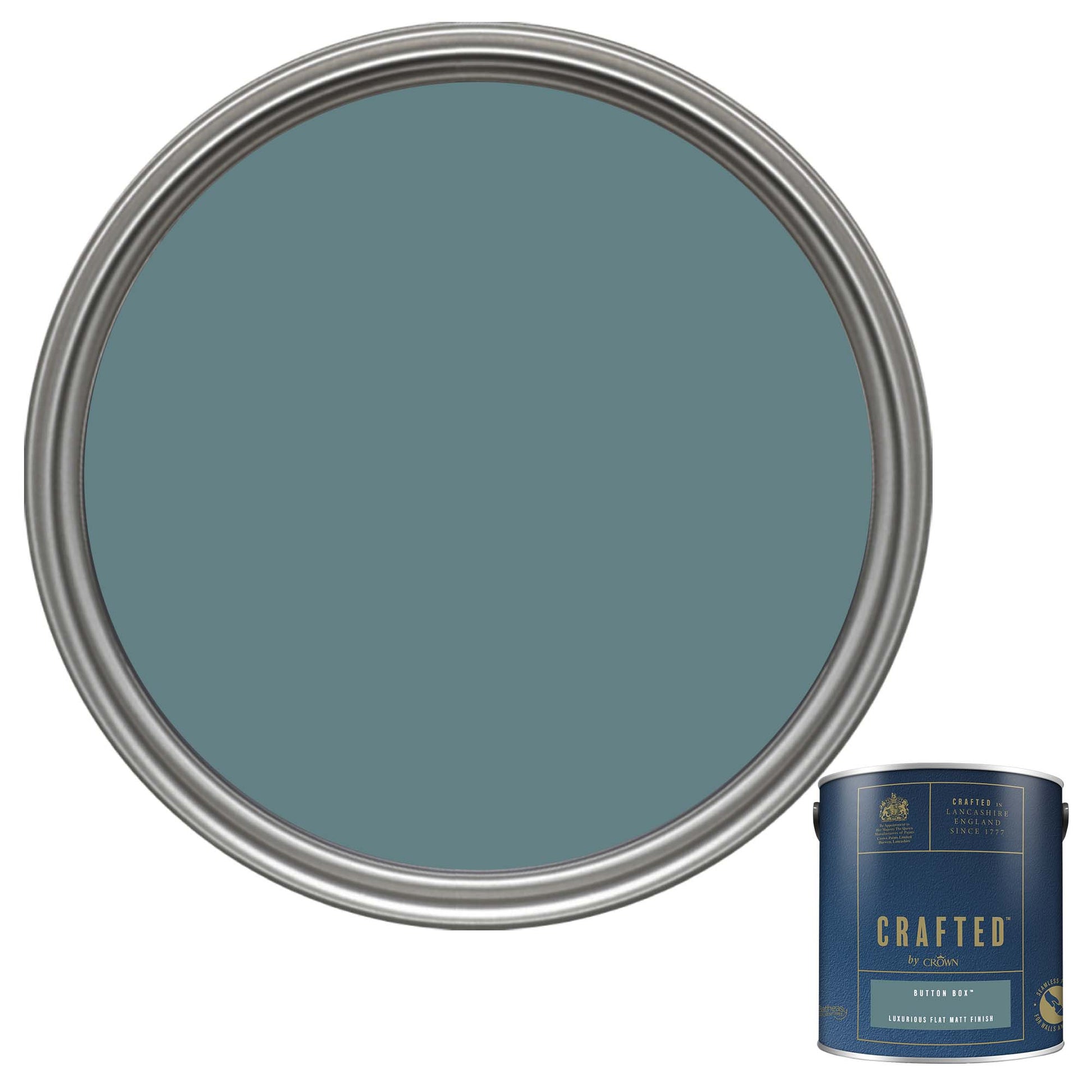 Crown Crafted Luxurious Flat Matt Finish Paint - Button Box - 2.5 Litre