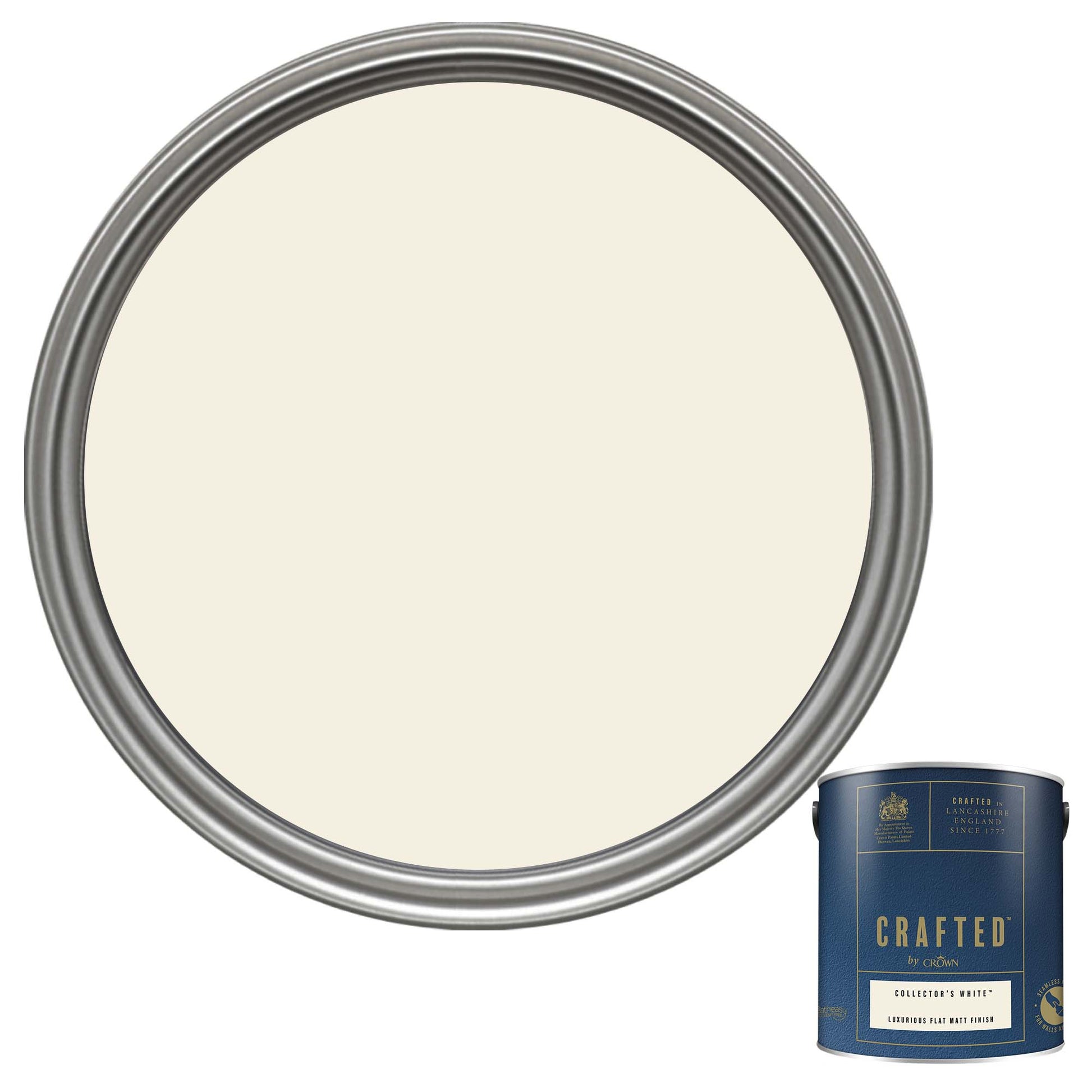 Crown Crafted Luxurious Flat Matt Finish Paint - Collector's White - 2.5 Litre